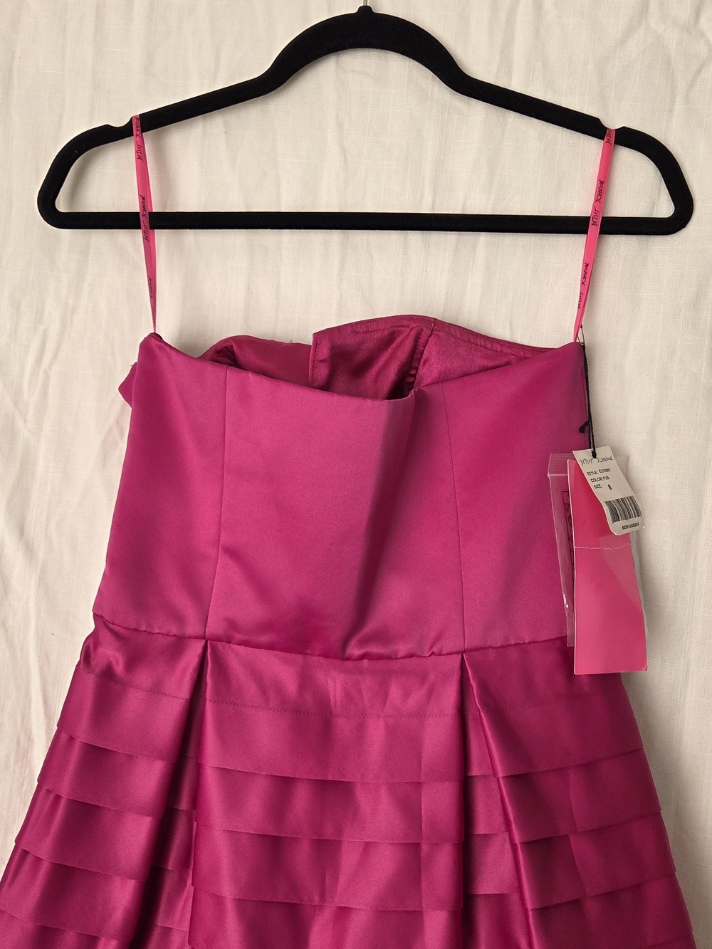 Strapless Pink Satin Party Dress - Picture 4 of 8